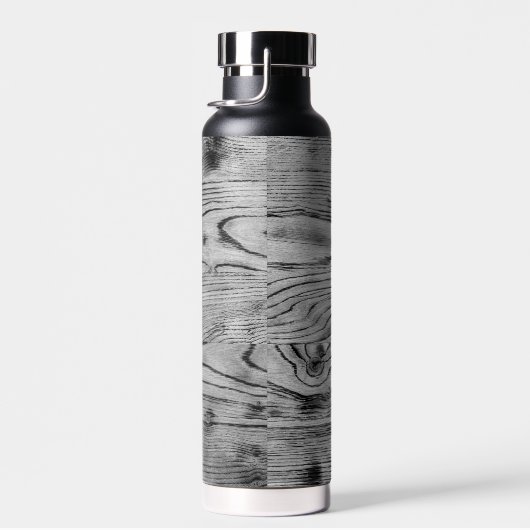 ヴィンテージ素朴な灰色の黒焦げ木材モノグラム ウォーターボトル (右面)