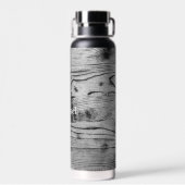 ヴィンテージ素朴な灰色の黒焦げ木材モノグラム ウォーターボトル (背面)