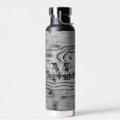 ヴィンテージ素朴な灰色の黒焦げ木材モノグラム ウォーターボトル (左面)