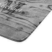 ヴィンテージ素朴な灰色の黒焦げ木材モノグラム カッティングボード (角)