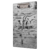 ヴィンテージ素朴な灰色の黒焦げ木材モノグラム クリップボード (左)