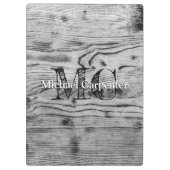 ヴィンテージ素朴な灰色の黒焦げ木材モノグラム クリップボード (裏面)