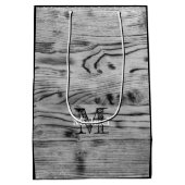 ヴィンテージ素朴な灰色の黒焦げ木材モノグラム ミディアムペーパーバッグ (裏面)