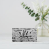 ヴィンテージ素朴な灰色の黒焦げ木材モノグラム 名刺 (スタンド正面)