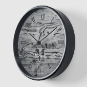 ヴィンテージ素朴な灰色の黒焦げ木材モノグラム 壁時計 (傾斜)