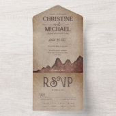 ヴィンテージ素朴な紙茶色の結婚山々 オールインワン招待状 (内側)