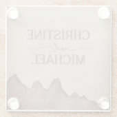 ヴィンテージ素朴な紙茶色の結婚山々 ガラスコースター (裏面)