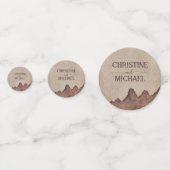 ヴィンテージ素朴な紙茶色の結婚山々 コンフェッティ (裏面)