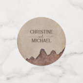 ヴィンテージ素朴な紙茶色の結婚山々 コンフェッティ (スモール正面)