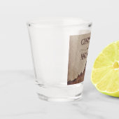 ヴィンテージ素朴な紙茶色の結婚山々 ショットグラス (左)