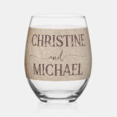 ヴィンテージ素朴な紙茶色の結婚山々 ステムなしワイングラス (正面)