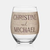 ヴィンテージ素朴な紙茶色の結婚山々 ステムなしワイングラス (裏面)