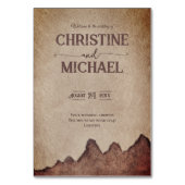 ヴィンテージ素朴な紙茶色の結婚山々 テーブルナンバー (裏面)