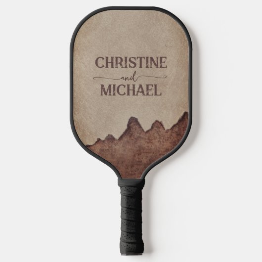 ヴィンテージ素朴な紙茶色の結婚山々 ピックルボールラケット (正面)