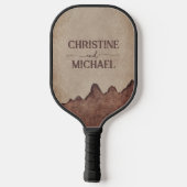 ヴィンテージ素朴な紙茶色の結婚山々 ピックルボールラケット (裏面)