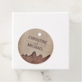 ヴィンテージ素朴な紙茶色の結婚山々 フェイバータグ