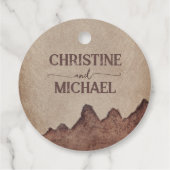 ヴィンテージ素朴な紙茶色の結婚山々 フェイバータグ (裏面)