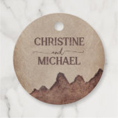 ヴィンテージ素朴な紙茶色の結婚山々 フェイバータグ (正面)