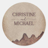 ヴィンテージ素朴な紙茶色の結婚山々 ラウンドシール (正面)