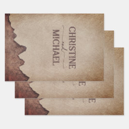 ヴィンテージ素朴な紙茶色の結婚山々 ラッピングペーパーシート