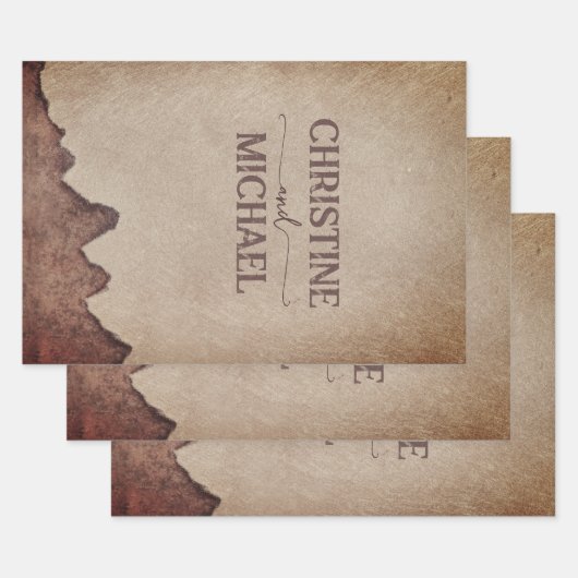 ヴィンテージ素朴な紙茶色の結婚山々 ラッピングペーパーシート (セット)