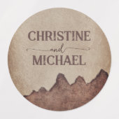 ヴィンテージ素朴な紙茶色の結婚山々 ラベル (デザイン2)