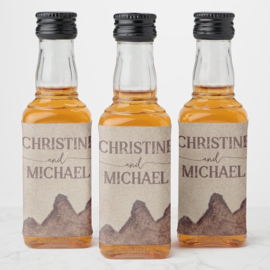 ヴィンテージ素朴な紙茶色の結婚山々 リキュールボトルラベル (ボトル)
