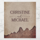 ヴィンテージ素朴な紙茶色の結婚山々 ワインラベル (シングルラベル)