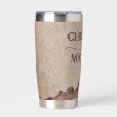 ヴィンテージ素朴な紙茶色の結婚山々 保温保冷タンブラー (正面)