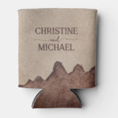 ヴィンテージ素朴な紙茶色の結婚山々 缶クーラー (正面)