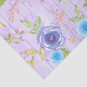 ヴィンテージ素朴な紫のピンクのフローラ水彩色の木材 薄葉紙 (詳細)