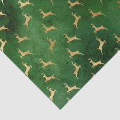 ヴィンテージ素朴な緑の金ゴールドかわいいトナカイのクリスマス 薄葉紙 (詳細)