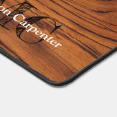 ヴィンテージ素朴な茶色の焼けた木材カーペンターモノグラム デスクマット (コーナー)