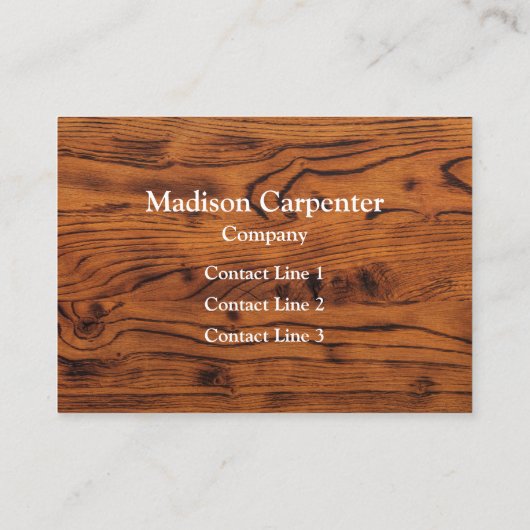 ヴィンテージ素朴な茶色の焼けた木材カーペンターモノグラム 名刺 (裏面)
