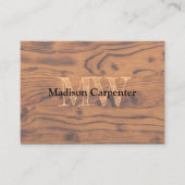 ヴィンテージ素朴な茶色の焼けた木材カーペンターモノグラム 名刺 (正面)