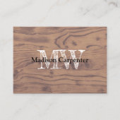 ヴィンテージ素朴な茶色の焼けた木材カーペンターモノグラム 名刺 (正面)