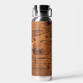ヴィンテージ素朴な茶色の燃えた木材モノグラム ウォーターボトル (背面)