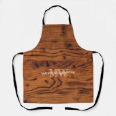 ヴィンテージ素朴な茶色の燃えた木材モノグラム エプロン (正面)