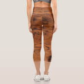 ヴィンテージ素朴な茶色の燃えた木材モノグラム カプリレギンス (裏面)