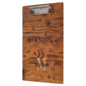 ヴィンテージ素朴な茶色の燃えた木材モノグラム クリップボード (左)