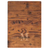 ヴィンテージ素朴な茶色の燃えた木材モノグラム クリップボード (裏面)