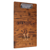 ヴィンテージ素朴な茶色の燃えた木材モノグラム クリップボード (右)