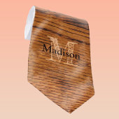 ヴィンテージ素朴な茶色の燃えた木材モノグラム ネクタイ