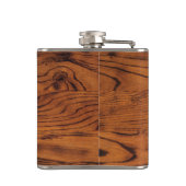 ヴィンテージ素朴な茶色の燃えた木材モノグラム フラスク (裏面)