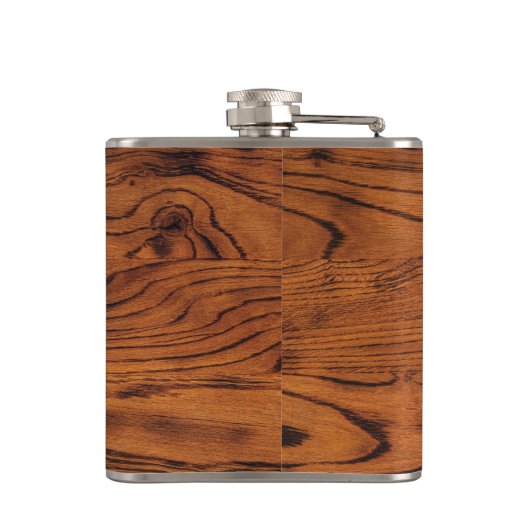 ヴィンテージ素朴な茶色の燃えた木材モノグラム フラスク (裏面)