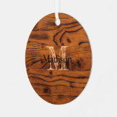 ヴィンテージ素朴な茶色の燃えた木材モノグラム メタルオーナメント (正面左)