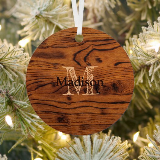 ヴィンテージ素朴な茶色の燃えた木材モノグラム メタルオーナメント (インサイチュ)