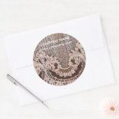 ヴィンテージ素朴な西部の田舎のシックなレース納屋の木 ラウンドシール (封筒)