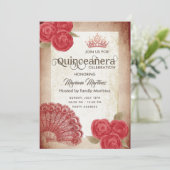 ヴィンテージ素朴な赤い手ファンバラティアラ・カンス 招待状 (スタンド正面)