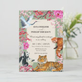 ヴィンテージ素朴な野生動物のフローラ 招待状 (スタンド正面)